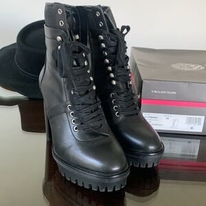 Vince Camuto Black Heeled Lace-Up Boots